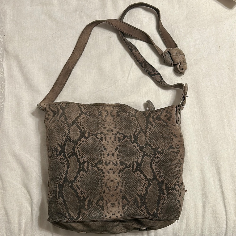 Free People Snakeskin Suede Bucket Bag purse